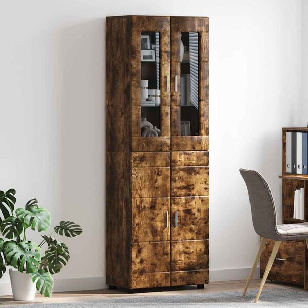vidaXL Haut Armoire avec &eacute;tag&egrave;re FLORIN Ch&ecirc;ne fum&eacute; 60 x 35 x 182 cm