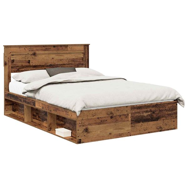 vidaXL Cadre de lit Bois ancien 140 x 190 cm Bois de pin massif