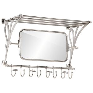 vidaXL Porte-bagages avec cintres et miroir mural aluminium
