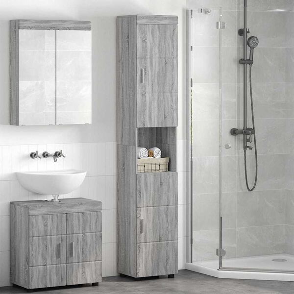 vidaXL Ensemble d'armoire de salle de bain TULUM Gris Sonoma