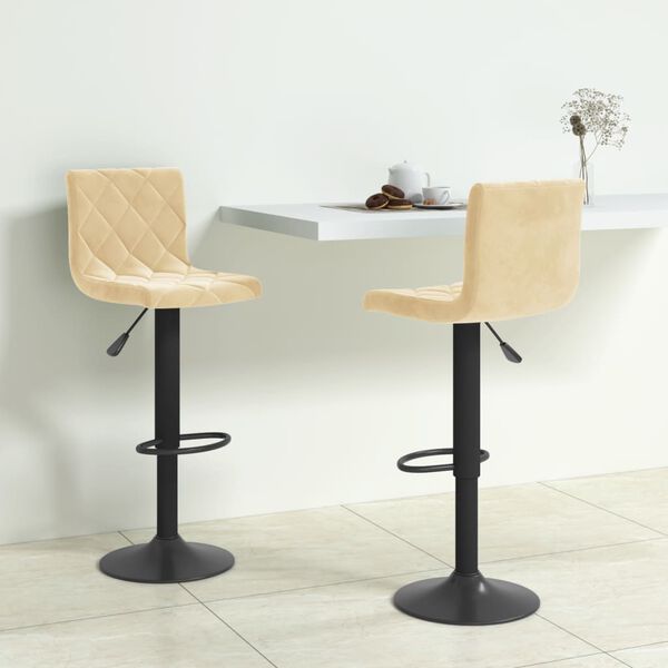 vidaXL Tabourets de bar lot de 2 crème velours
