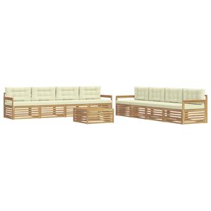 vidaXL Ensemble de canap&eacute;s d'ext&eacute;rieur 9 pc Blanc et cr&egrave;me Polyester