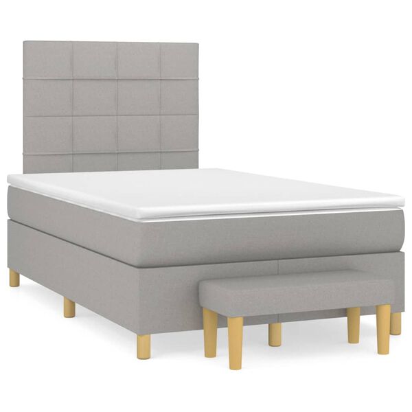 vidaXL Sommier &agrave; lattes de lit avec matelas Gris clair 120x200cm Tissu
