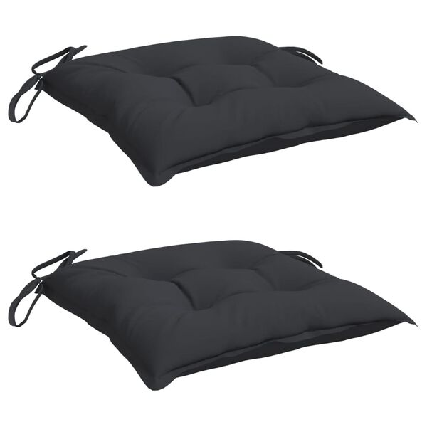vidaXL Coussins de chaise lot de 2 noir 40x40x7 cm tissu oxford