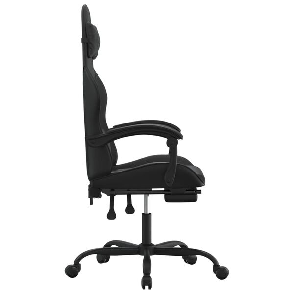 vidaXL Chaise de jeu pivotante avec repose-pied Noir Similicuir
