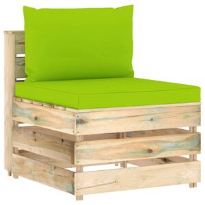 vidaXL Canap&eacute; central sectionnel avec coussins Bois impr&eacute;gn&eacute; de vert
