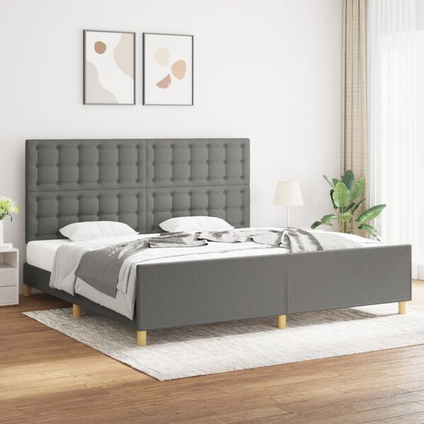 vidaXL Cadre de lit sans matelas gris fonc&eacute; 200x200 cm tissu