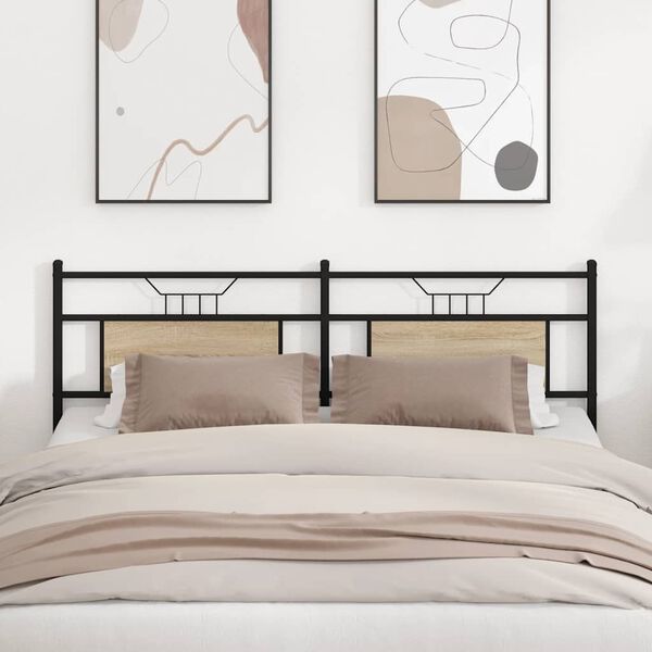 vidaXL T&ecirc;te de lit de remplacement ch&ecirc;ne sonoma 180 cm bois d'ing&eacute;nierie et acier