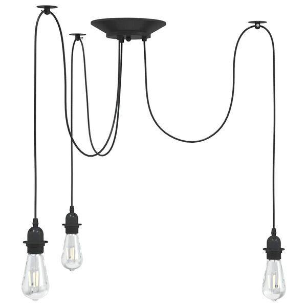 VidaXL Lampe suspendue avec 3 porte-lampes E27 noir métal