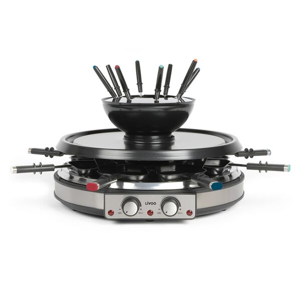 Livoo Ensemble de raclette grill et fondue 3 en 1 8-personnes 1900 W