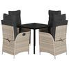 vidaXL Ensemble &agrave; manger de jardin et coussins 5 pcs gris clair rotin