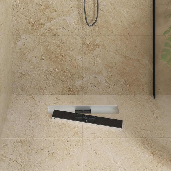 vidaXL Drain de Douche avec Couverture en Verre Noir 60 cm