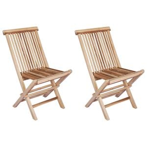 vidaXL Chaise de jardin pliante 2 pc Naturel Bois de teck massif