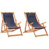 vidaXL Chaises pliantes 2 pi&egrave;ces en tissu bleu
