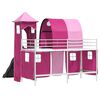 vidaXL Lit mezzanine pour enfants Blanc et rose 74,5 x 190 cm M&eacute;tал