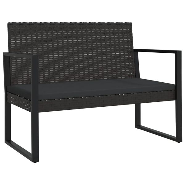 vidaXL Banc de jardin avec coussins noir 106 cm résine tressée