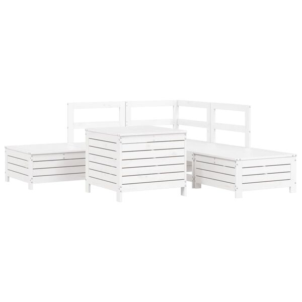 vidaXL Salon de jardin 6 pcs blanc bois de pin massif