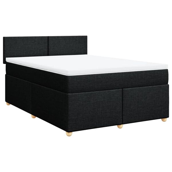 vidaXL Sommier &agrave; lattes de lit avec matelas Noir 160x200 cm Tissu