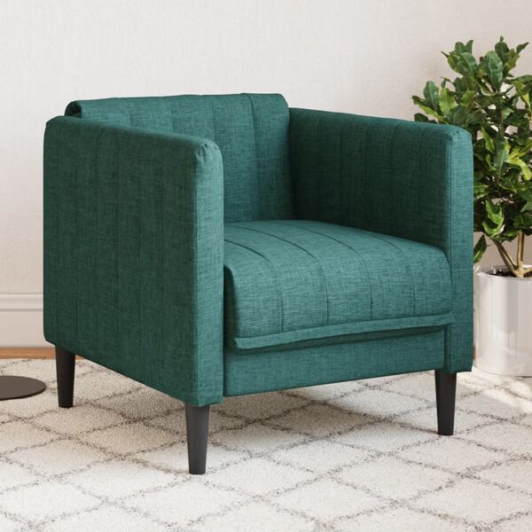 vidaXL Fauteuil vert fonc&eacute; tissu