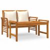 vidaXL Salon de jardin avec coussins blanc cr&egrave;me 2 pcs Bois massif