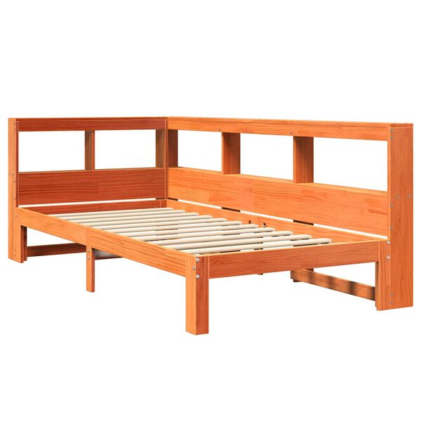 vidaXL Lit biblioth&egrave;que sans matelas cire marron 90x190 cm pin massif