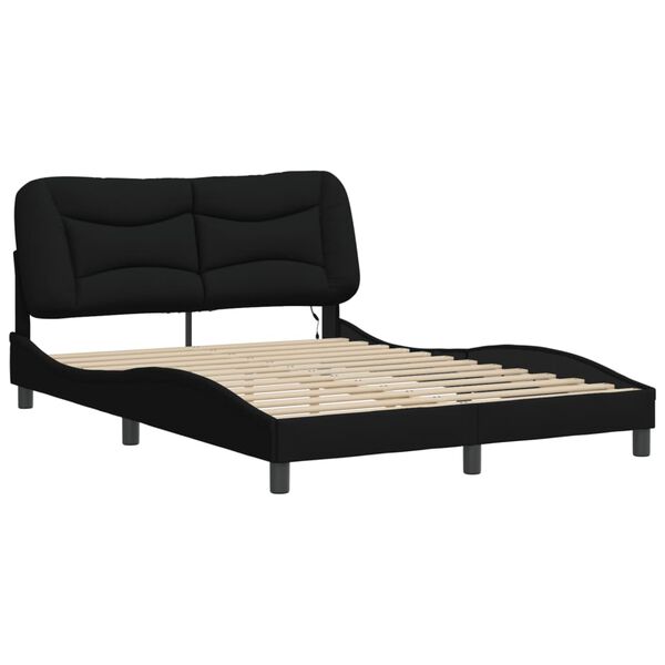 vidaXL Cadre de lit avec LED sans matelas Hvar noir 140x200 cm tissu