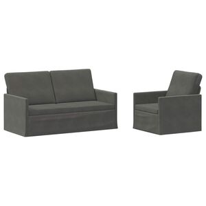 vidaXL Ensemble de Canap&eacute;s 2 pcs Gris fonc&eacute; Tissu en velours c&ocirc;tel&eacute;