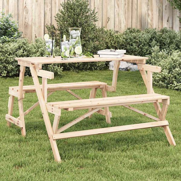 vidaXL Table de pique-nique avec bancs sapin massif 2 en 1 convertible