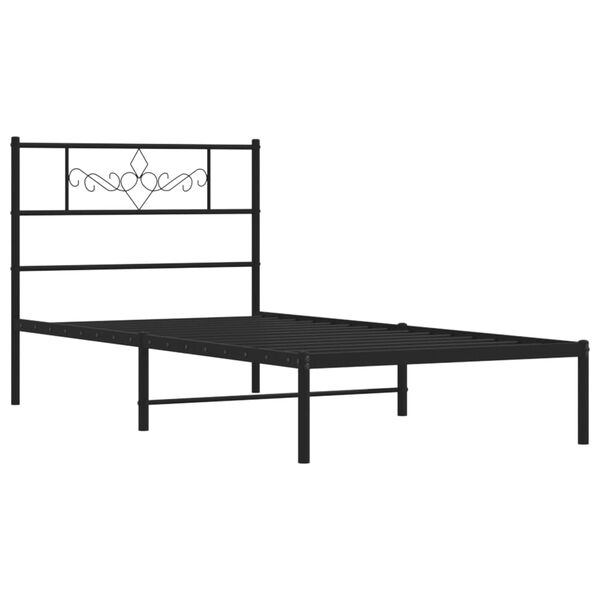 vidaXL Cadre de lit m&eacute;tal sans matelas avec t&ecirc;te de lit noir 80x200 cm