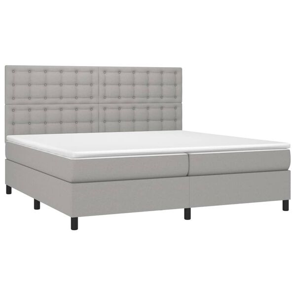 vidaXL Sommier &agrave; lattes de lit avec matelas Gris clair 200x200cm Tissu