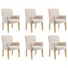 vidaXL Chaises &agrave; manger avec accoudoirs lot de 6 beige tissu