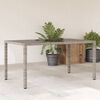 vidaXL Table de jardin dessus en verre Gris 150x90x75cm R&eacute;sine tress&eacute;e