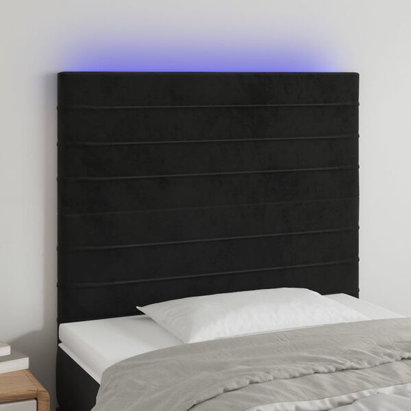 vidaXL T&ecirc;te de lit &agrave; LED Noir 80x5x118/128 cm Velours