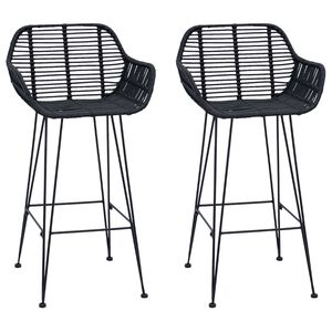 vidaXL Chaise de bar 2 pcs 55 x 52 x 92 cm Rotin et m&eacute;tal