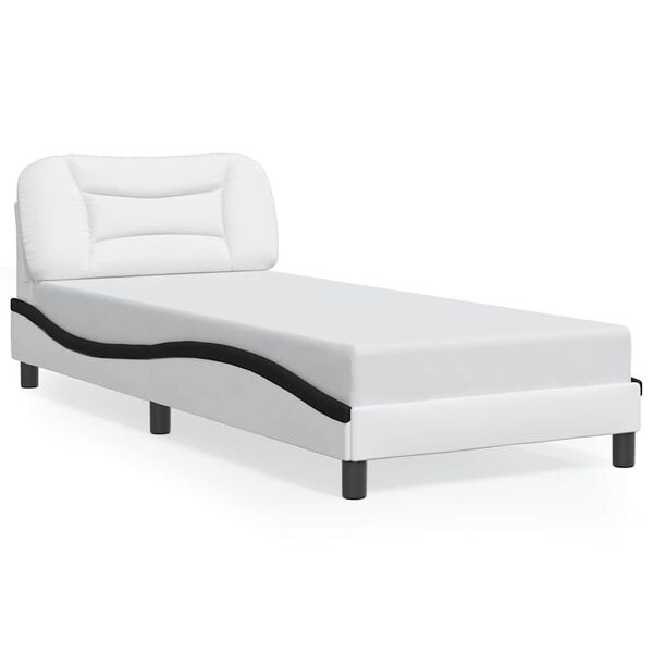 vidaXL Cadre de lit sans matelas Hvar blanc et noir 90x190 cm similicuir