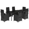 vidaXL Ensemble &agrave; manger de jardin coussins 7pcs Noir R&eacute;sine tress&eacute;e