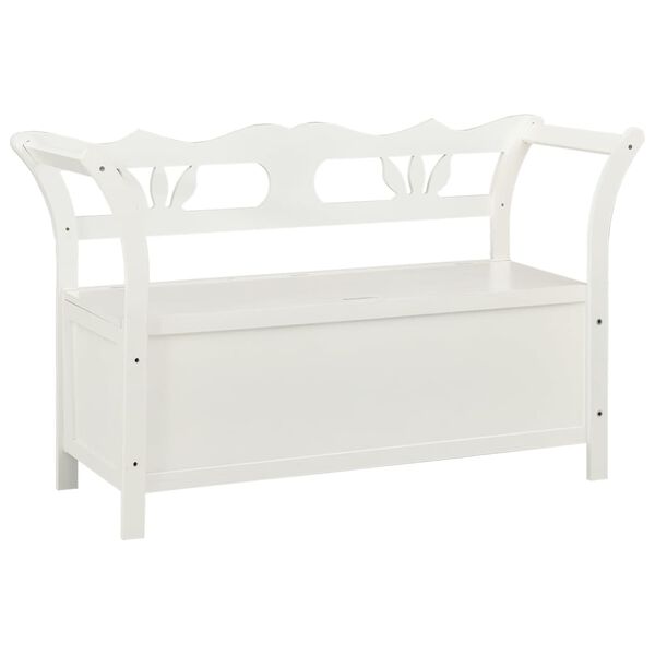vidaXL Banc de rangement 126 cm Blanc Bois de pin solide