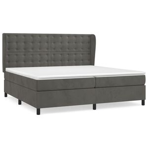 vidaXL Sommier &agrave; lattes de lit et matelas Gris fonc&eacute; 200x200cm Velours