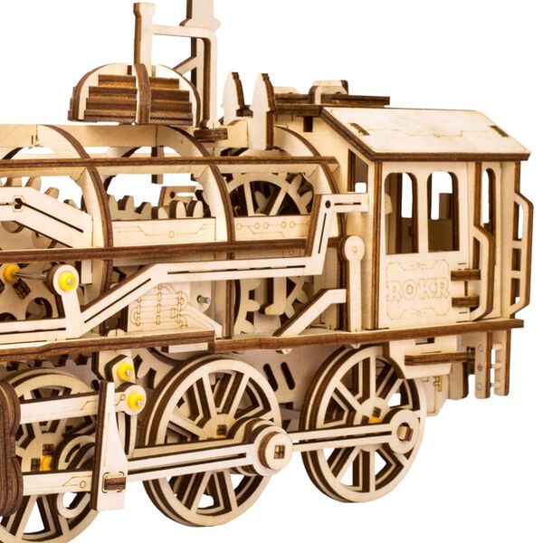 Robotime Train m&eacute;canique en bois Locomotive
