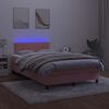 vidaXL Sommier &agrave; lattes de lit et matelas LED rose 120x190 cm velours