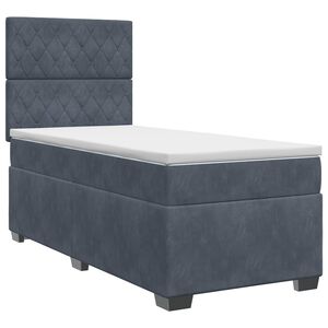 vidaXL Lit boxspring avec matelas Gris fonc&eacute; 90 x 190 cm Velours