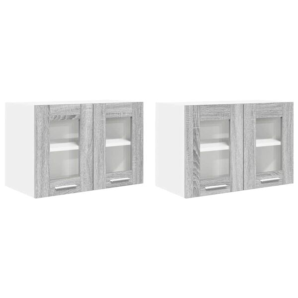 vidaXL Armoire suspendue avec porte 2 pcs Gris Sonoma 60 x 31 x 40 cm