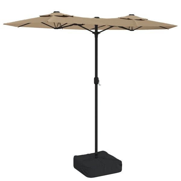 vidaXL Parasol de jardin &agrave; double t&ecirc;te taupe 316x145 cm