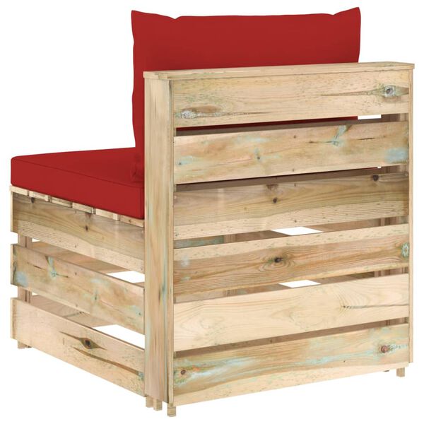 vidaXL Canap&eacute; central sectionnel avec coussins Bois impr&eacute;gn&eacute; de vert