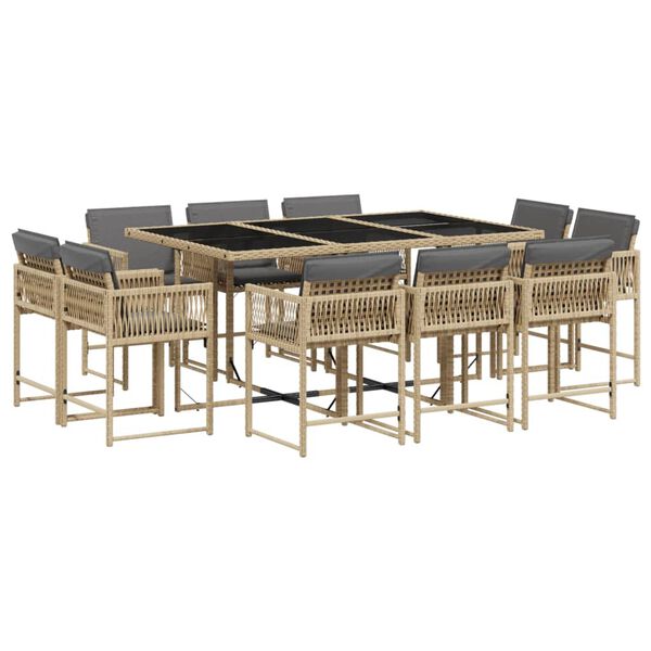 vidaXL Ensemble &agrave; manger de jardin et coussins 11 pcs m&eacute;lange beige