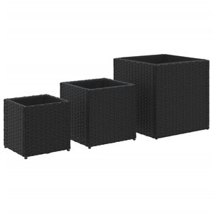 vidaXL Jardini&egrave;res d'ext&eacute;rieur 3 pcs noir r&eacute;sine tress&eacute;e