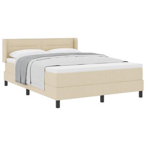 vidaXL Lit &agrave; ressorts avec matelas Cr&egrave;me 190 x 140 cm Polyester