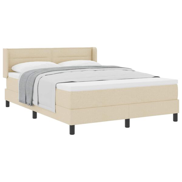 vidaXL Lit &agrave; ressorts avec matelas Cr&egrave;me 190 x 140 cm Polyester