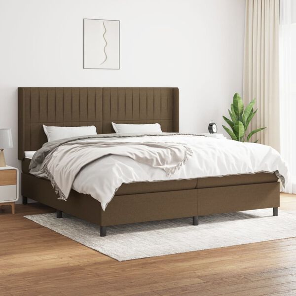 vidaXL Sommier &agrave; lattes de lit avec matelas Marron fonc&eacute; 200x200 cm