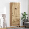 vidaXL Haut Armoire 2 pcs Ch&ecirc;ne artisanal Bois Agglom&eacute;r&eacute; et Verre